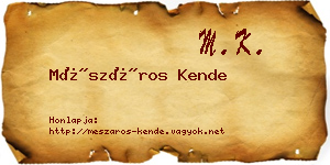 Mészáros Kende névjegykártya